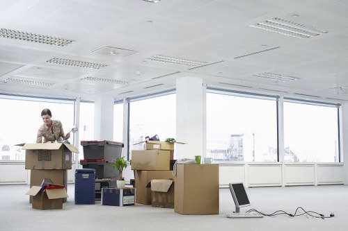 Professional movers handling a small office relocation in Kensington