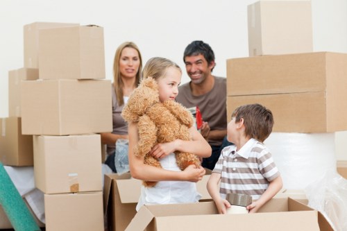 Business stock and office items prepared for mobile self storage in Kensington